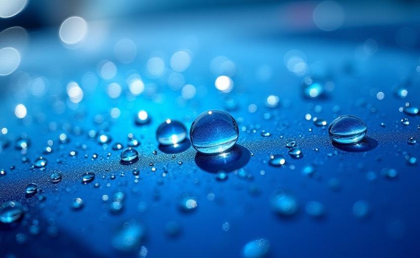 Extreme close-up of water beading perfectly on a ceramic coated car surface