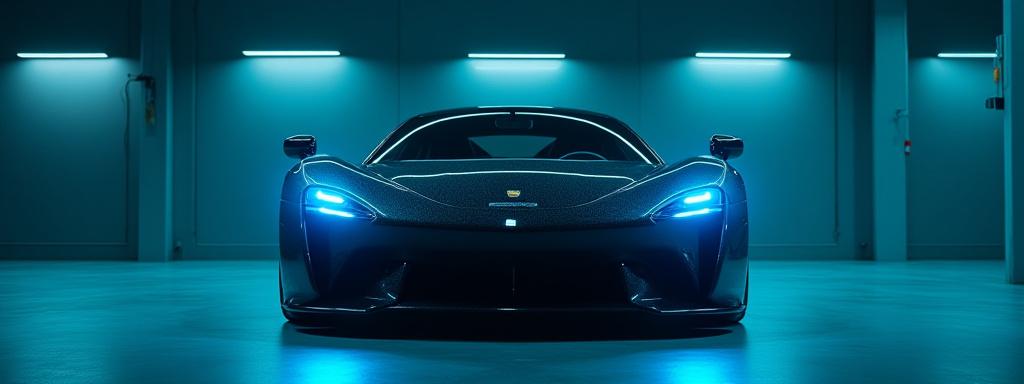 Secure car detailing concept with high-tech protection overlay